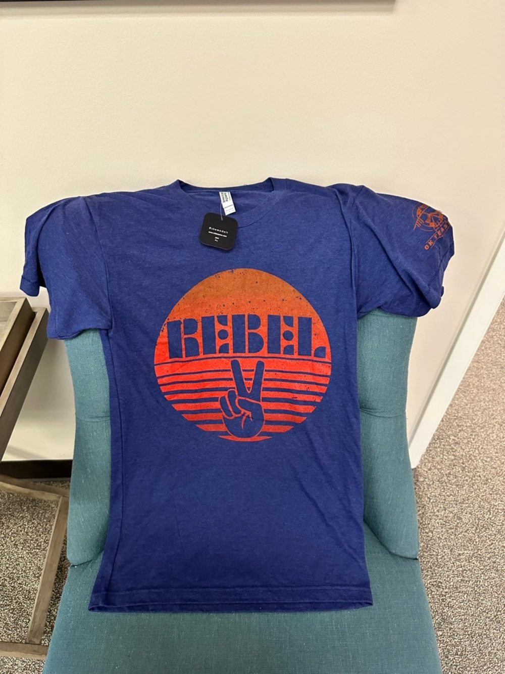 Rebel Graphic Short-Sleeve Tee - Blue with Orange Print